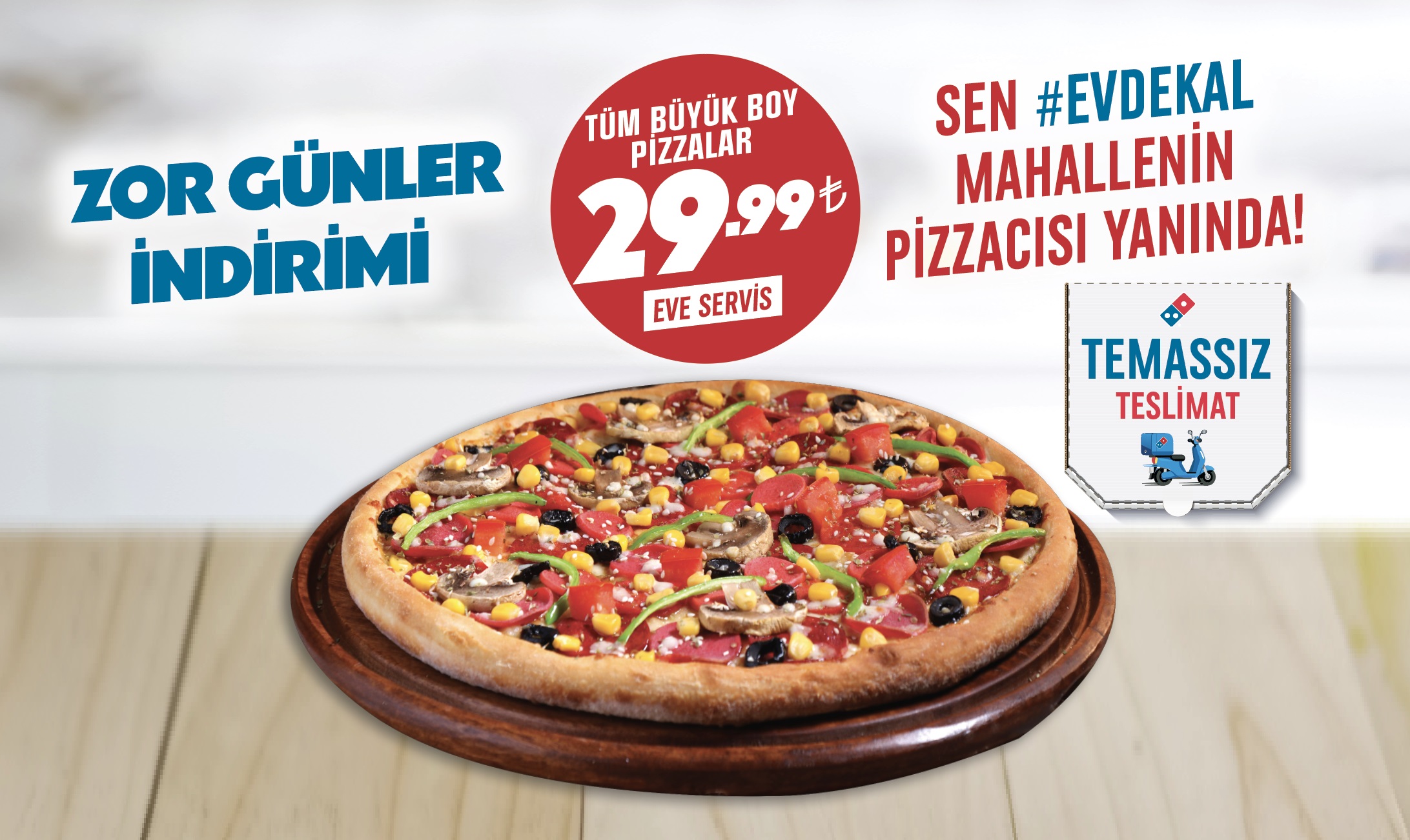 EVDE KALAN PİZZA SEVERLERE BÜYÜK BOY DOMİNO’S İNDİRİMİ